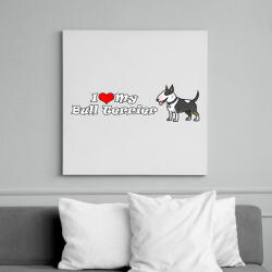printfashion ilove my bull terrier - Vászonkép - Fehér (6626951)