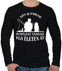 printfashion Horgász társak - Apa és lány névvel - Férfi hosszú ujjú póló - Fekete (13783088)