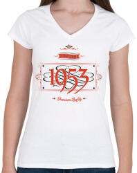 printfashion since-1953-red-black - Női V-nyakú póló - Fehér (526389)