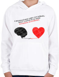 printfashion Ész és szív - Gyerek kapucnis pulóver - Fehér (7995030)