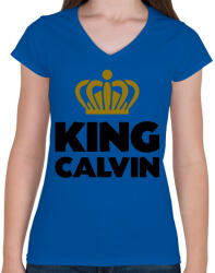printfashion King calvin - Női V-nyakú póló - Királykék (2331503)