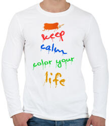 printfashion keep calm color your life - Férfi hosszú ujjú póló - Fehér (1975712)