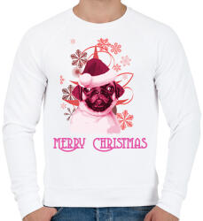 printfashion christmas pug - Férfi pulóver - Fehér (2040301)