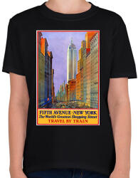 printfashion New York 5th Avenue Vintage - Gyerek póló - Fekete (13226596)