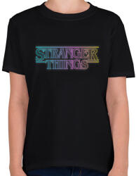 printfashion Stranger Things szivárvány - Gyerek póló - Fekete (4292523)