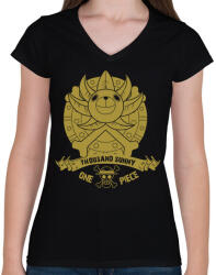 printfashion Thousand Sunny One Piece Anime - Női V-nyakú póló - Fekete (1438564)