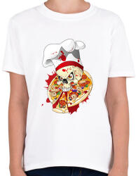printfashion Pizza Koponya Szakács - Gyerek póló - Fehér (1785875)