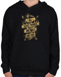 printfashion Vadon és szabadon - Gyerek kapucnis pulóver - Fekete (1061966)