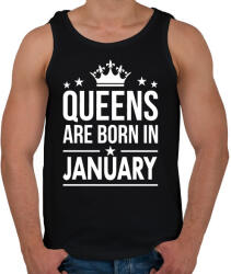 printfashion A királynők januárban születtek - Férfi atléta - Fekete (1146574)