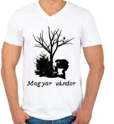 printfashion magyar vándor - Férfi V-nyakú póló - Fehér (1378824)