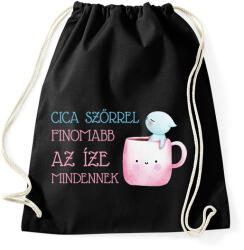 printfashion Cica szőrrel finomabb - Bögre - Sportzsák, Tornazsák - Fekete (7021444)