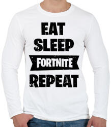 printfashion Eat-Sleep-Fortnite-Repeat - Férfi hosszú ujjú póló - Fehér (928065)