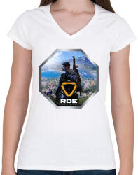 printfashion Ring of Elysium ikon Logó - Női V-nyakú póló - Fehér (1111180)