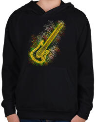 printfashion Gitár - Gyerek kapucnis pulóver - Fekete (13069983)