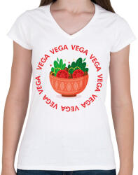 printfashion Vega tál - Női V-nyakú póló - Fehér (6598629)