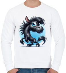 printfashion Fekete ló - Férfi pulóver - Fehér (15899895)
