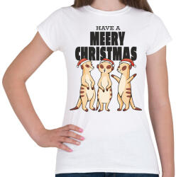 printfashion Szurikáta karácsony - Női póló - Fehér (5742280)