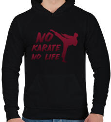printfashion No karate no life - Férfi kapucnis pulóver - Fekete (7568493)