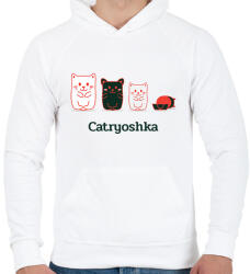 printfashion Cica - Férfi kapucnis pulóver - Fehér (11581702)