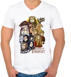 printfashion Trónok Harca - Férfi V-nyakú póló - Fehér (2390056)