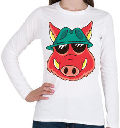 printfashion Vaddisznó - Női hosszú ujjú póló - Fehér (4173539)