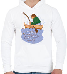 printfashion Horgász - Férfi kapucnis pulóver - Fehér (13874305)