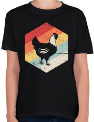 printfashion Retro csirke - Gyerek póló - Fekete (1191009)