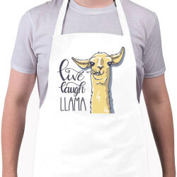 printfashion Élj, nevess, LLAMA - Kötény - Fehér (4906627)