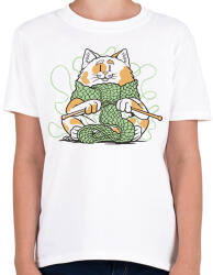 printfashion Horgoló macska - Gyerek póló - Fehér (16616676)