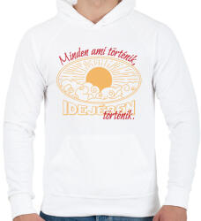 printfashion Minden ami történik - Férfi kapucnis pulóver - Fehér (7616032)