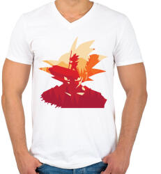 printfashion Son Goku - Férfi V-nyakú póló - Fehér (871831)