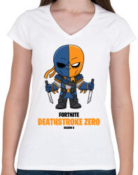 printfashion Deathstroke Zero - Fortnite Season 6 - Női V-nyakú póló - Fehér (5358512)