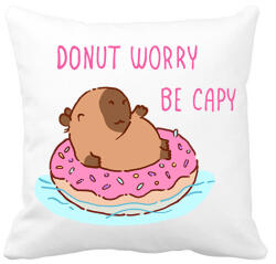 printfashion Donut worry be capy (rózsaszín) - Párnahuzat, Díszpárnahuzat - Fehér (13814609)