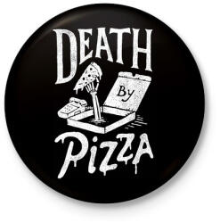 printfashion Death by pizza - Kitűző, hűtőmágnes - Fekete (3092752)