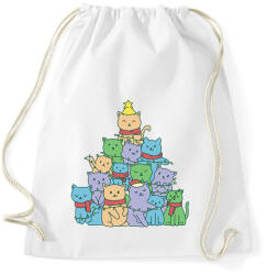 printfashion Macskás karácsonyfa - Sportzsák, Tornazsák - Fehér (5741465)