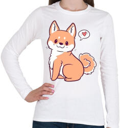 printfashion Akita puppy - Női hosszú ujjú póló - Fehér (4840577)