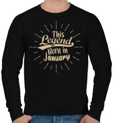 printfashion Ez a legenda Januárban született - Férfi pulóver - Fekete (1930558)