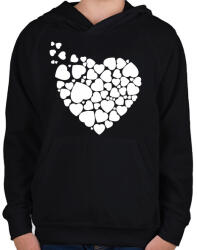 printfashion Szívek - Gyerek kapucnis pulóver - Fekete (546574)
