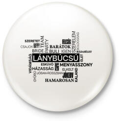 printfashion Szófelhős lánybúcsús póló - Kitűző, hűtőmágnes - Fehér (13840387)