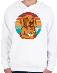 printfashion Kávézó labrador - Gyerek kapucnis pulóver - Fehér (13677678)