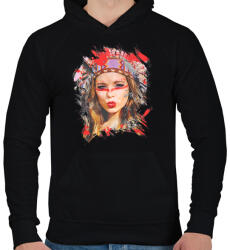 printfashion Lány - Férfi kapucnis pulóver - Fekete (87123)