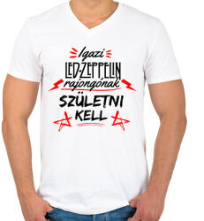 printfashion Led Zeppelin - Férfi V-nyakú póló - Fehér (2686655)