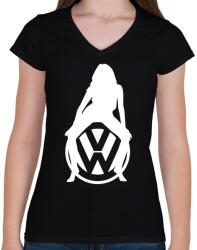 printfashion WOLKSWAGEN HOT FEHÉR - Női V-nyakú póló - Fekete (955595)