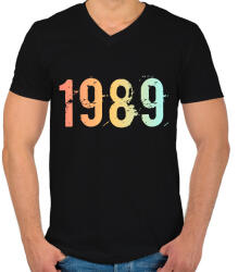 printfashion 1989 - Férfi V-nyakú póló - Fekete (11830770)