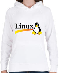 printfashion Linux is the best! - Női kapucnis pulóver - Fehér (14760075)