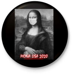printfashion Mona Lisa 2020 - Kitűző, hűtőmágnes - Fekete (3102690)