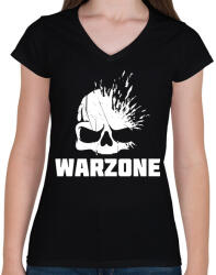 printfashion Warzone fejlövés - Női V-nyakú póló - Fekete (3264835)