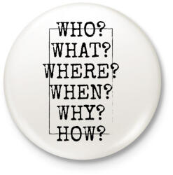 printfashion Journalist's questions - Kitűző, hűtőmágnes - Fehér (10440612)