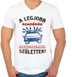 printfashion Rendőr szülinapja november - Férfi V-nyakú póló - Fehér (5720002)