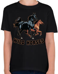 printfashion wild horses - Gyerek póló - Fekete (8960472)